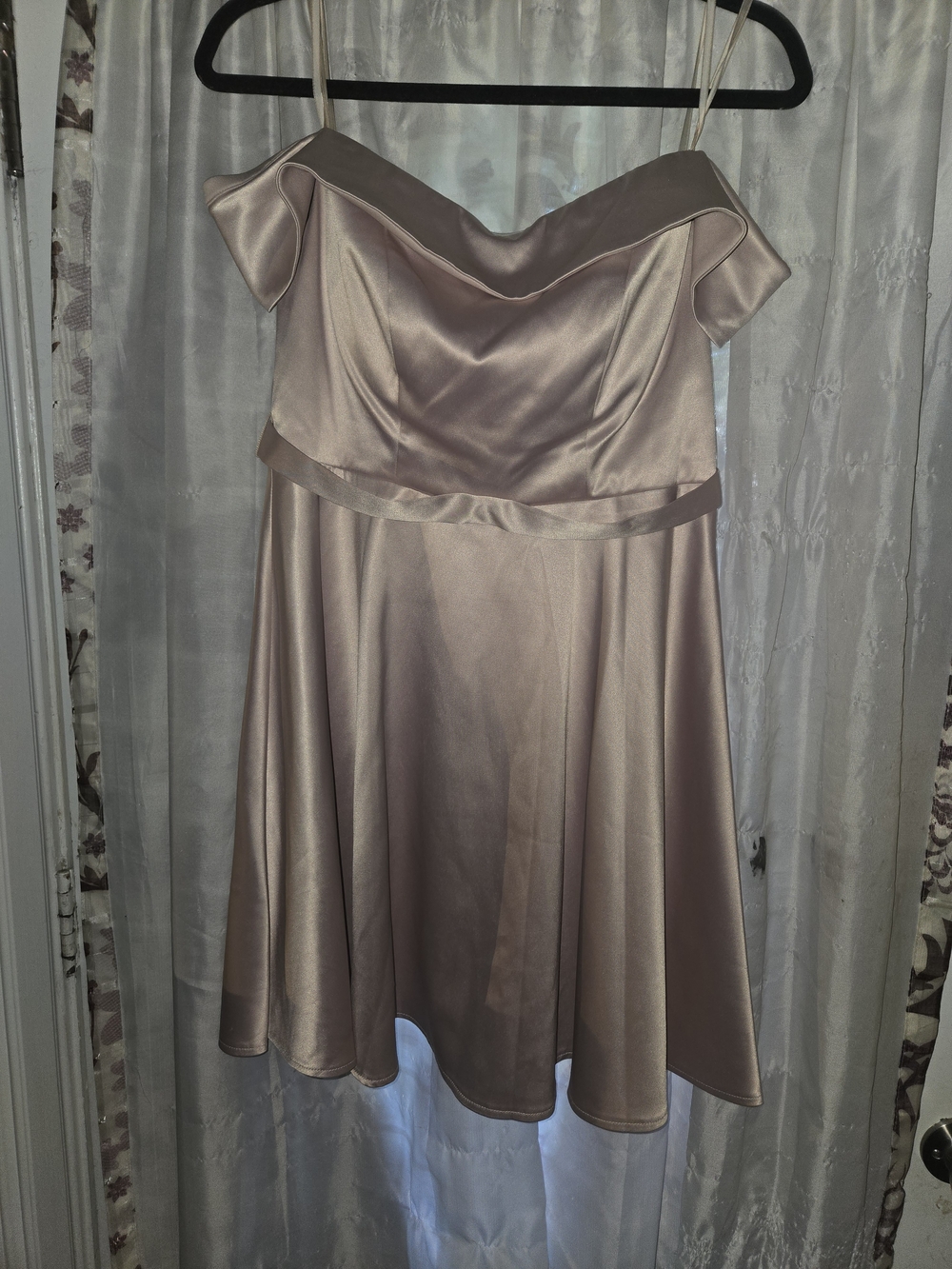 Sequin Hearts One-Shoulder Satin Dress in Blush